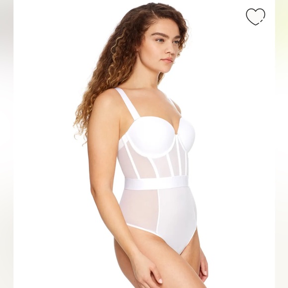 NWT DKNY Sheer Mesh Panel Thong Bodysuit - Picture 3 of 5